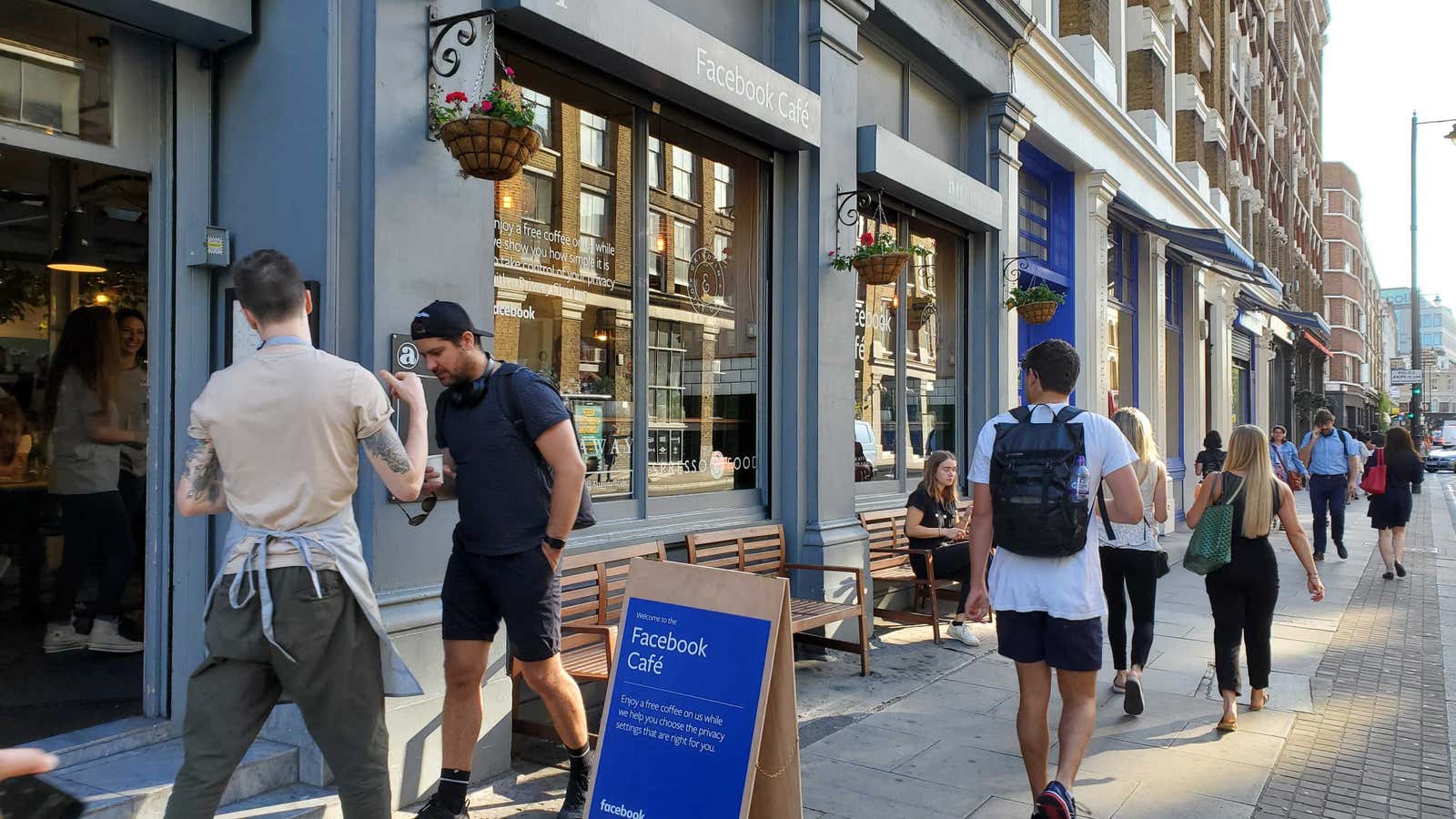 Facebook’s pop-up at the Attendant coffee shop in Shoreditch, London.