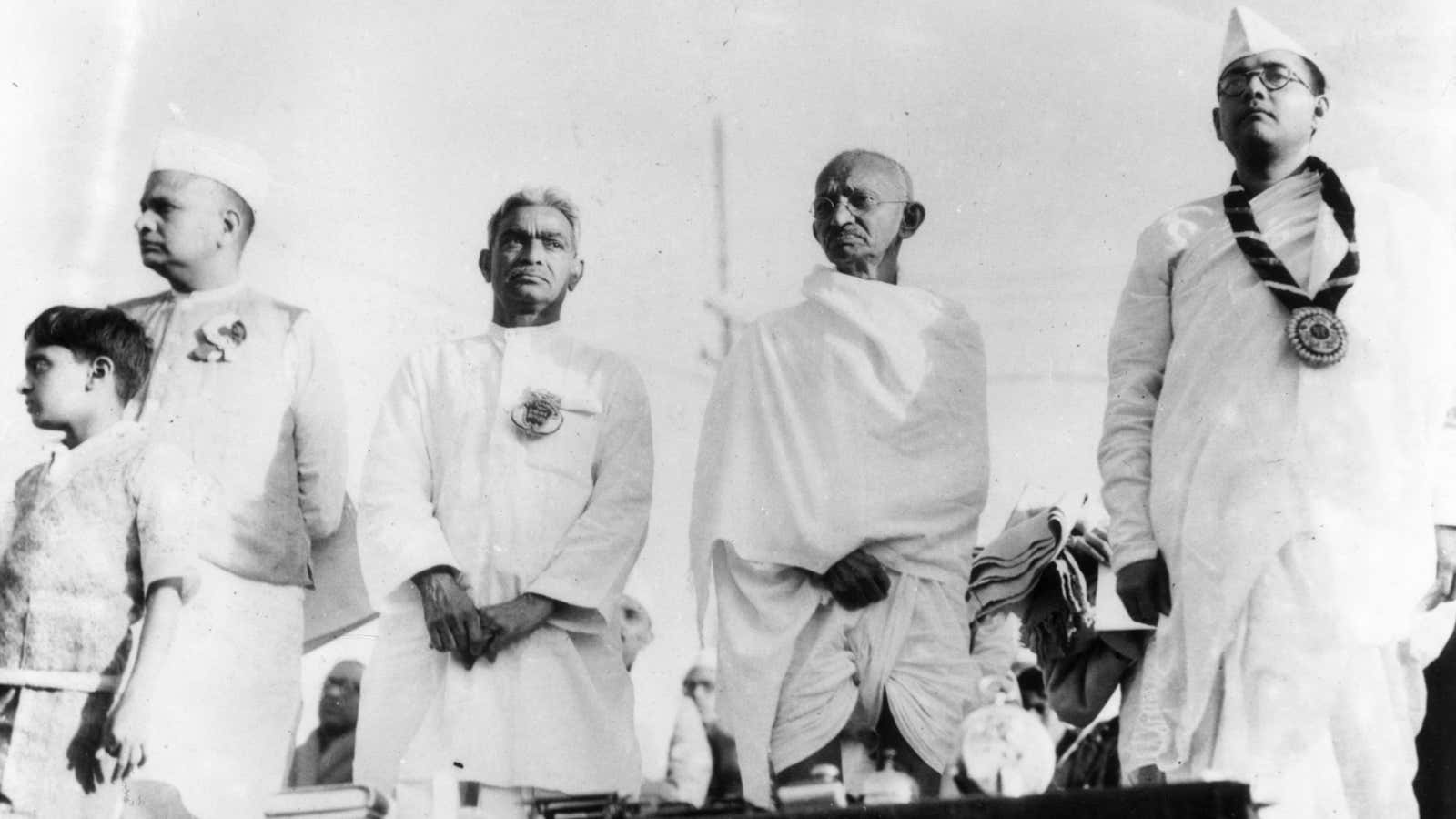 Gandhi, with industrialist Seth Jamnalal Bajaj on the far left, wanted an entrepreneurial culture that put the rights of people first.