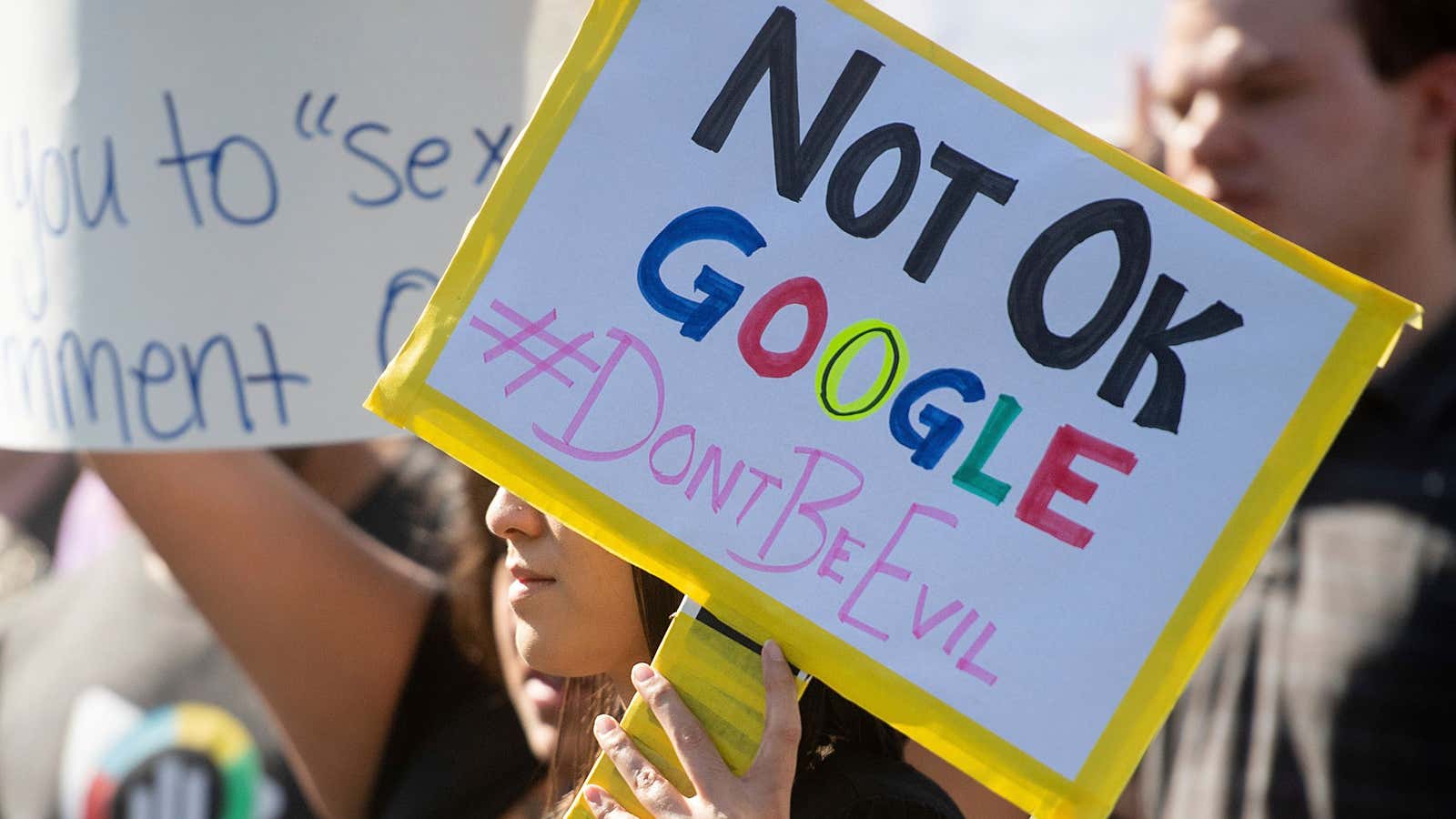 Workers protest against Google’s handling of sexual misconduct allegations.