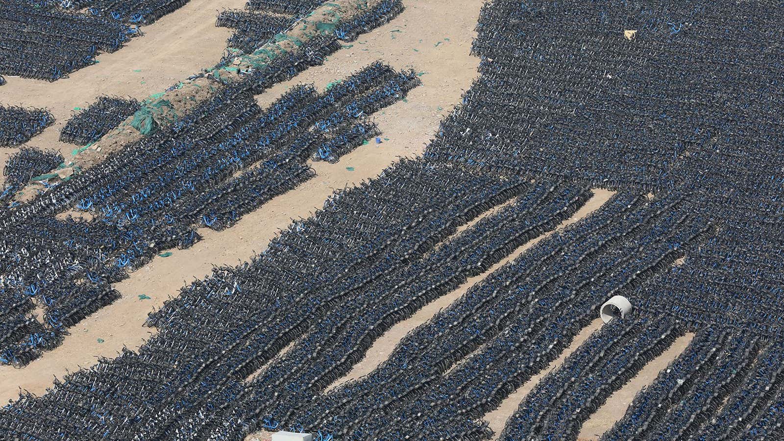 Almost 70,000 Bluegogo bikes sit unused.