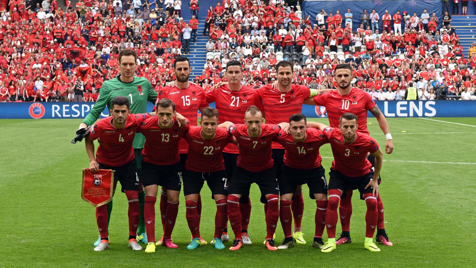 The Albanian national team has nine players born or raised in Switzerland.