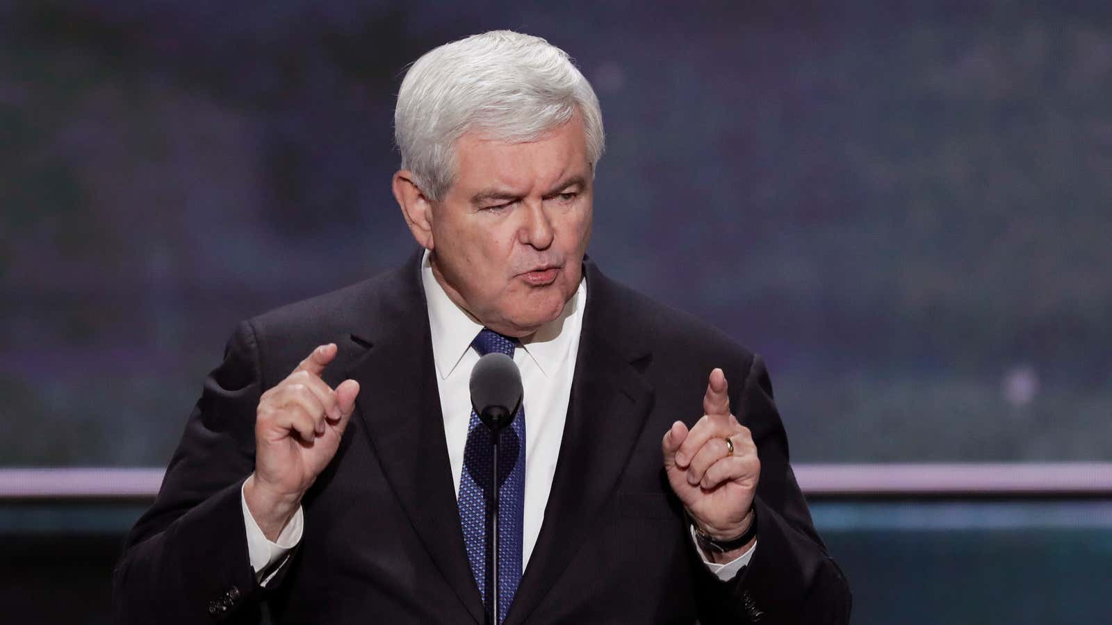 Newt Gingrich addresses the RNC in Cleveland.