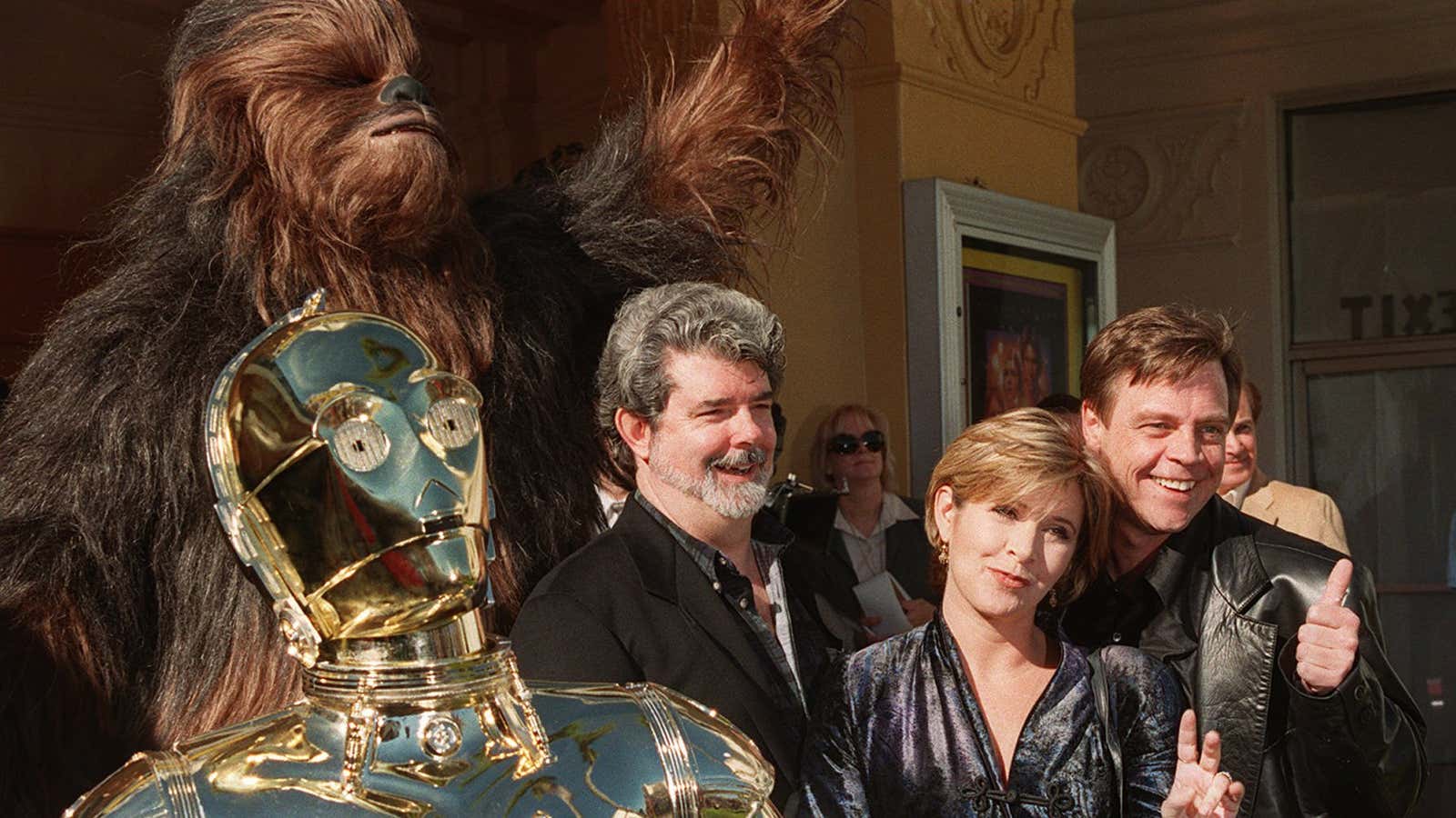 Carrie Fisher, aka Princess Leia, and her interstellar friends.