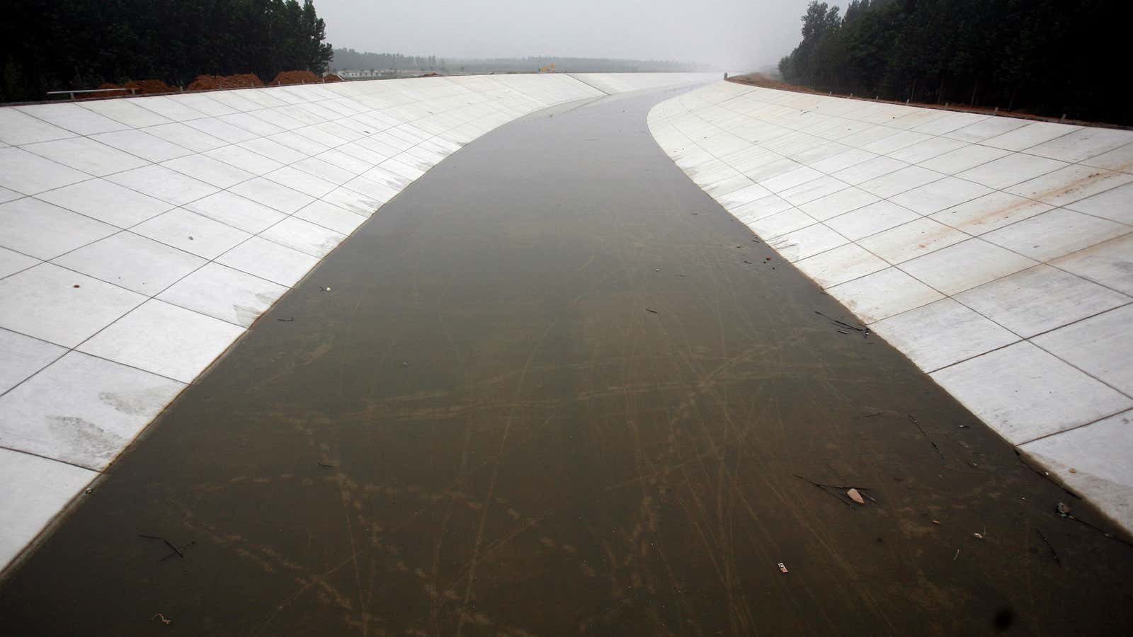 A canal leading to Beijing, part of China’s South North Water Diversion project.