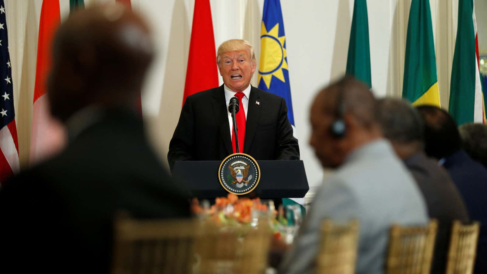 US president Donald Trump at a working lunch with African leaders during the UN General Assembly in New York