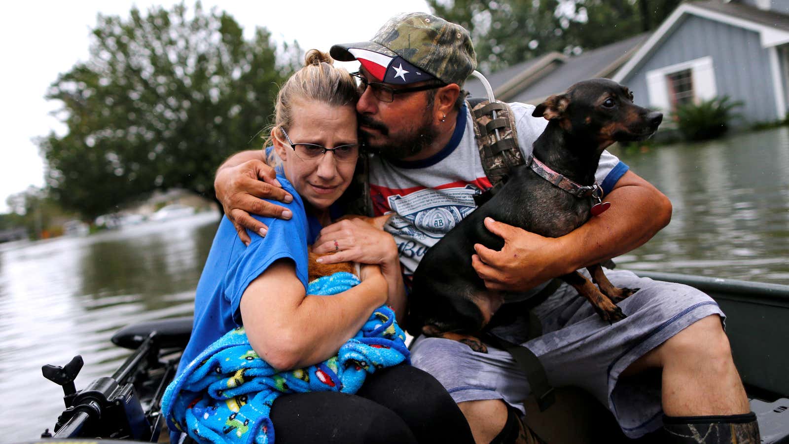 A family is rescued in Orange, Texas.