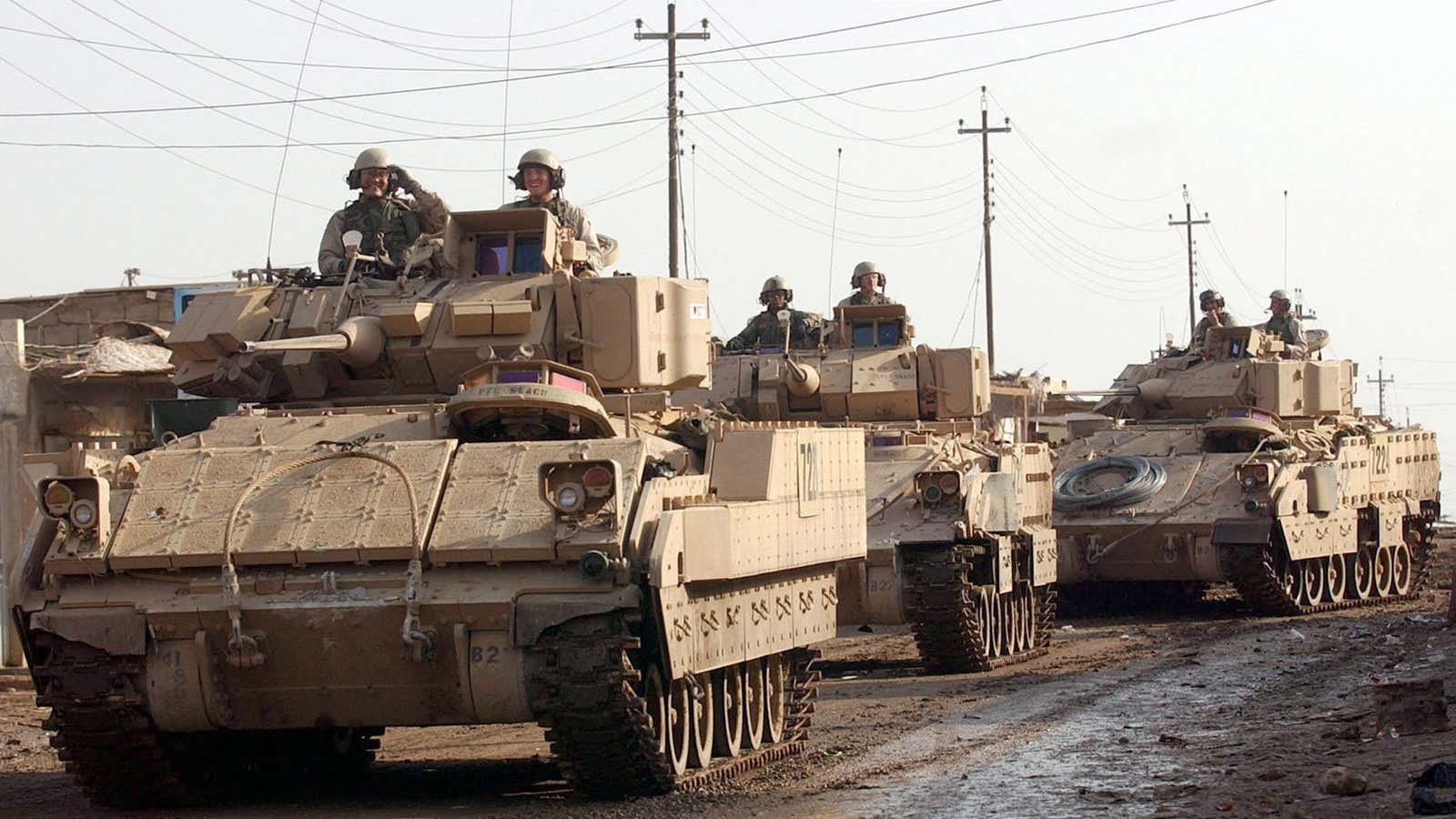 The Bradley fighting vehicle in Iraq, 2003.