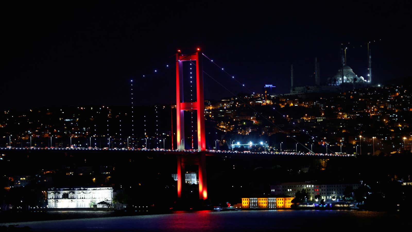 The Bosphorus bridge was closed by Turkish military for traffic coming from Asia to Europe.