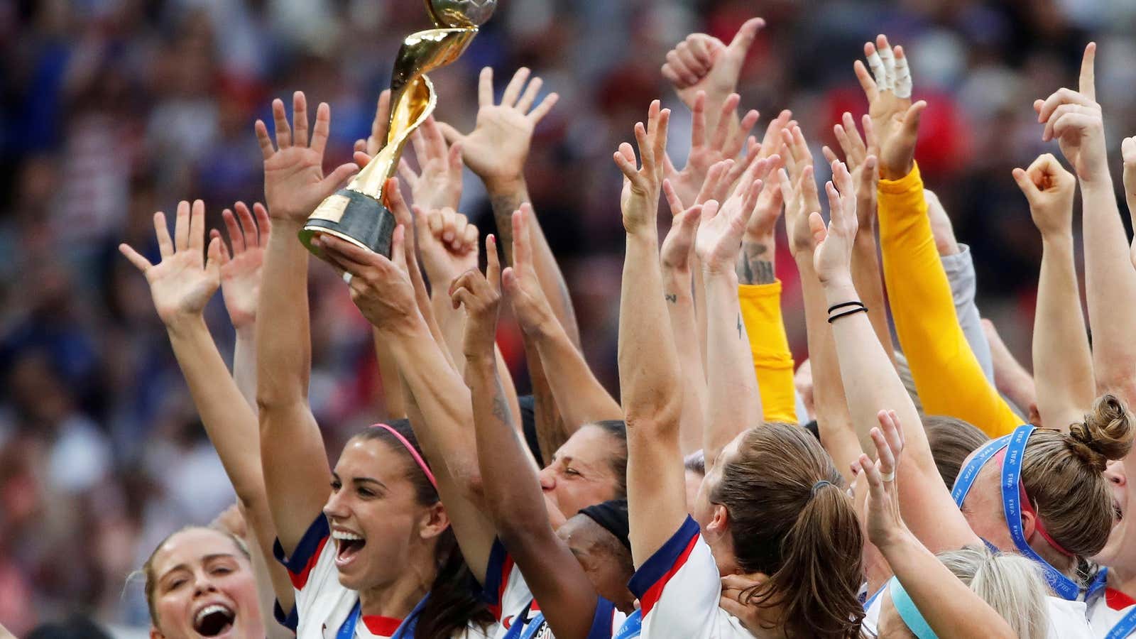 The US women’s team wins its fourth World Cup in Lyon, France.