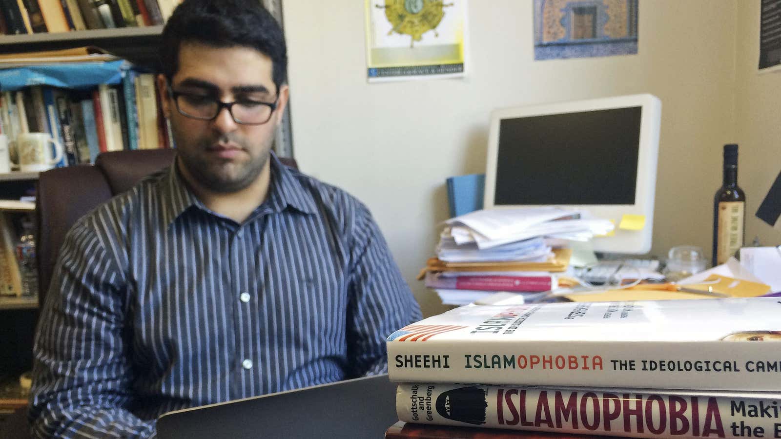 Khairuldeen Makhzoomi works in his office in Berkeley, Calif., Monday, April 18, 2016.