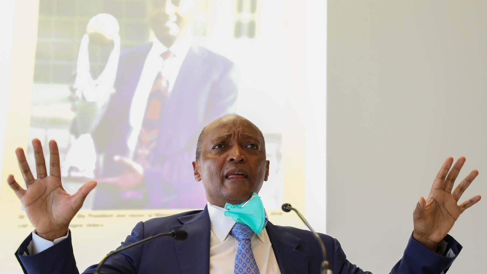 South African billionaire Patrice Motsepe delivers his CAF presidency strategy in South Africa in February.