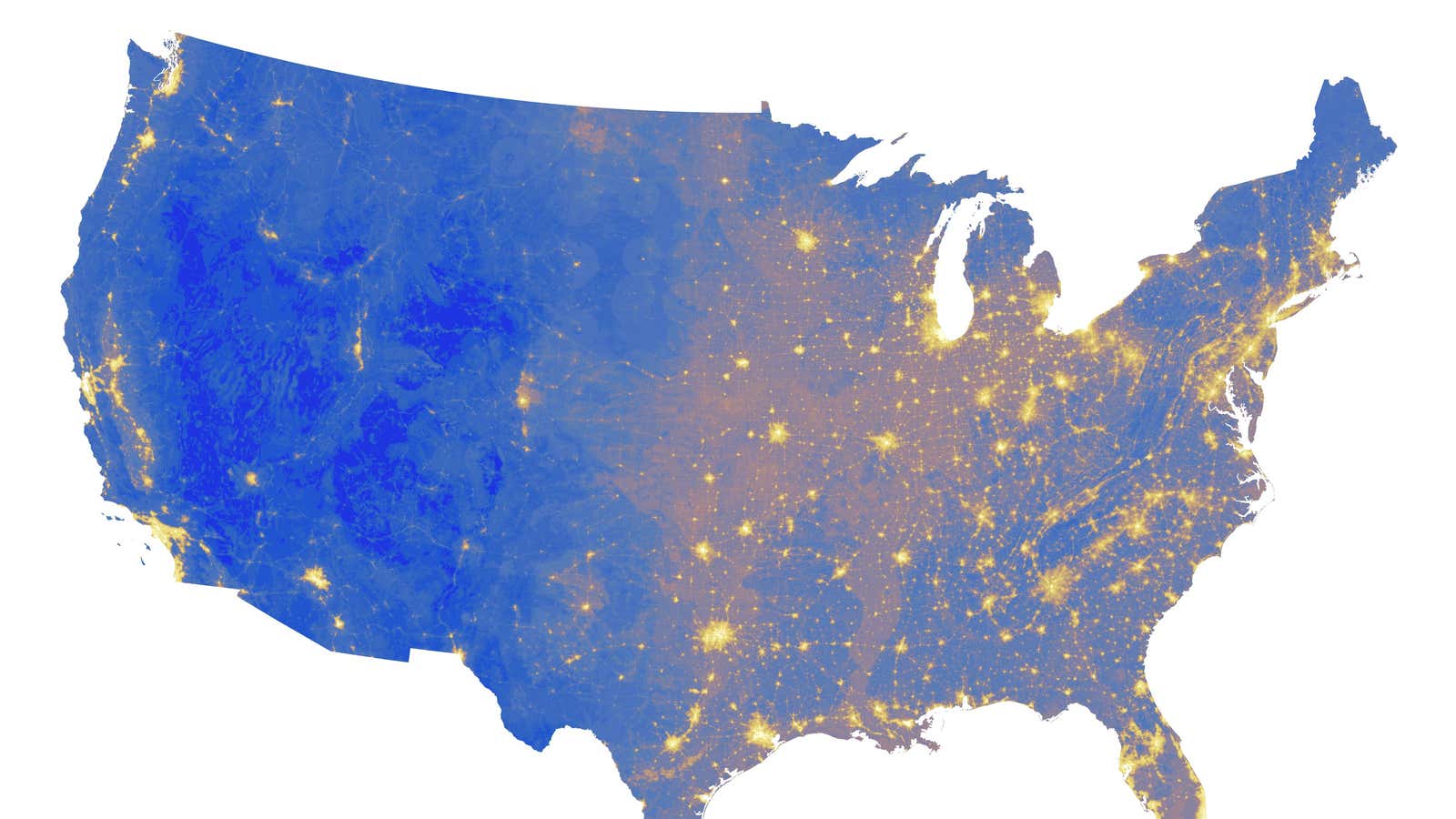 The dark blue areas are the quietest, and the yellow to white are the loudest.