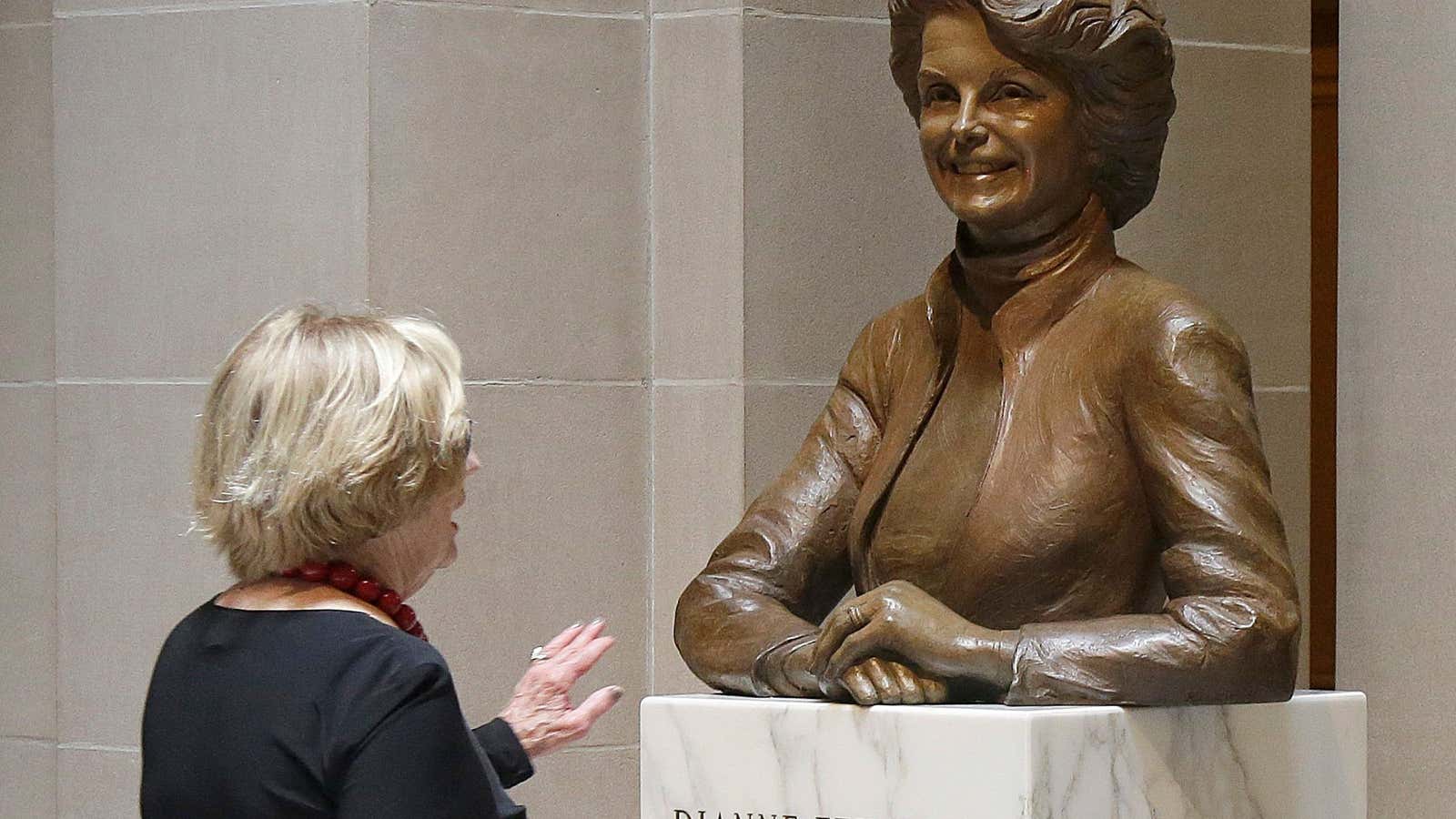 A bronze bust of Dianne Feinstein was completed in 2017 by artist Lisa Reinerston.
