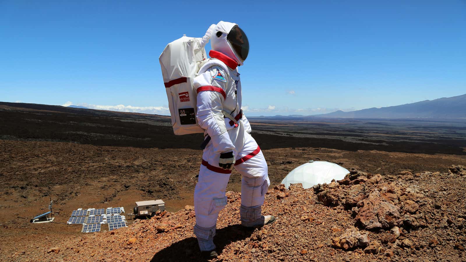 A HI-SEAS crew member from a previous mission explores ‘Mars’ in Hawaii.