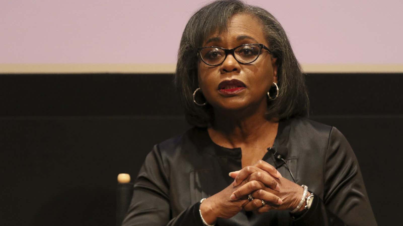 Anita Hill speaking about sexual harassment in early December.