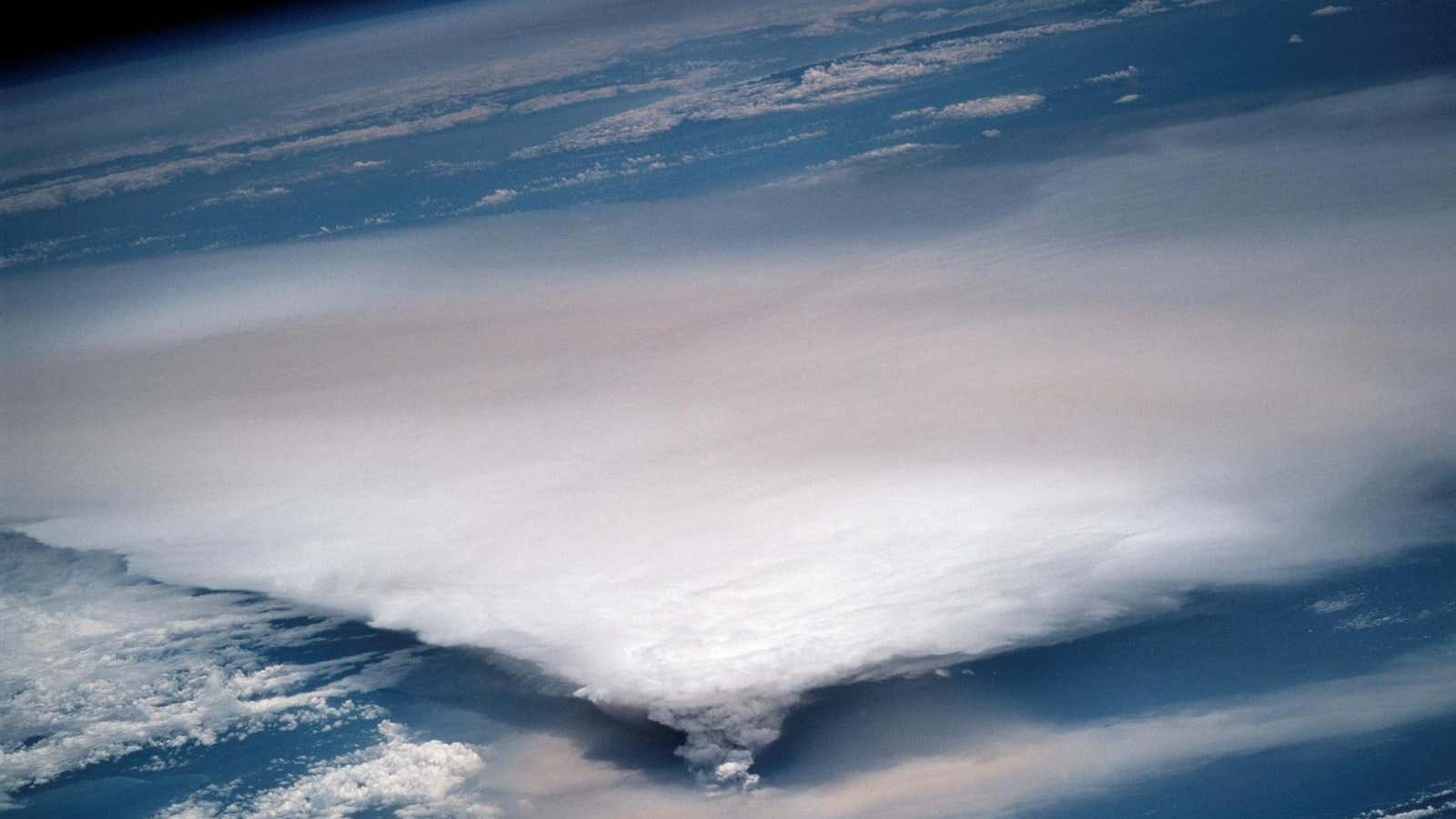 An ash cloud visible from space.