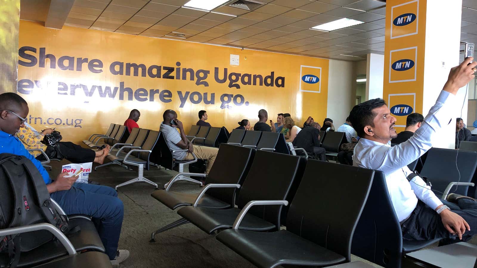 MTN Uganda advertising at Entebbe aiprort