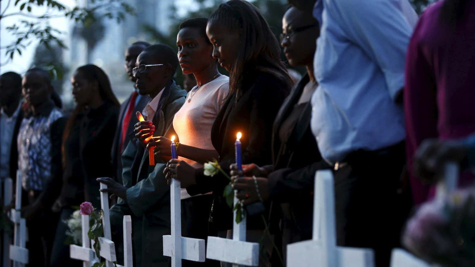 Kenyans attend a memorial vigil in Nairobi for the victims of an attack by gunmen at the Garissa University College in 2015.