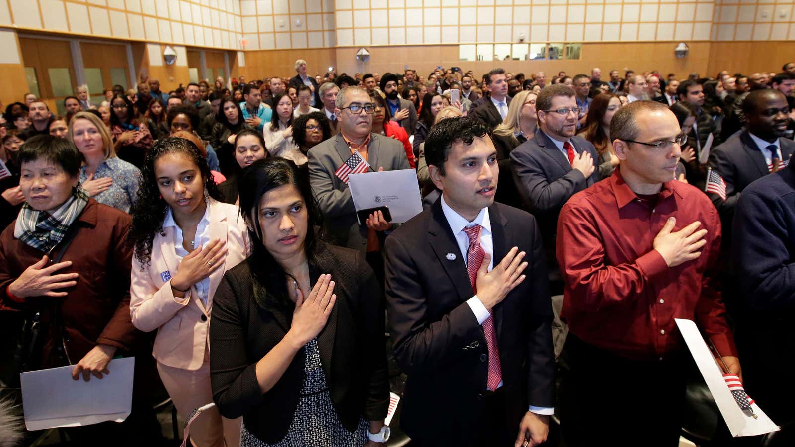 New Americans take the oath of citizenship, Feb. 2017.