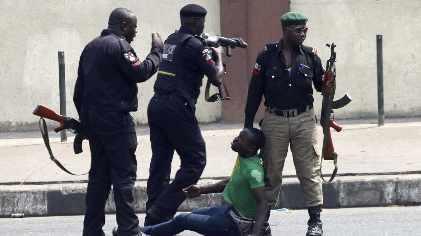 Nigerian police in action