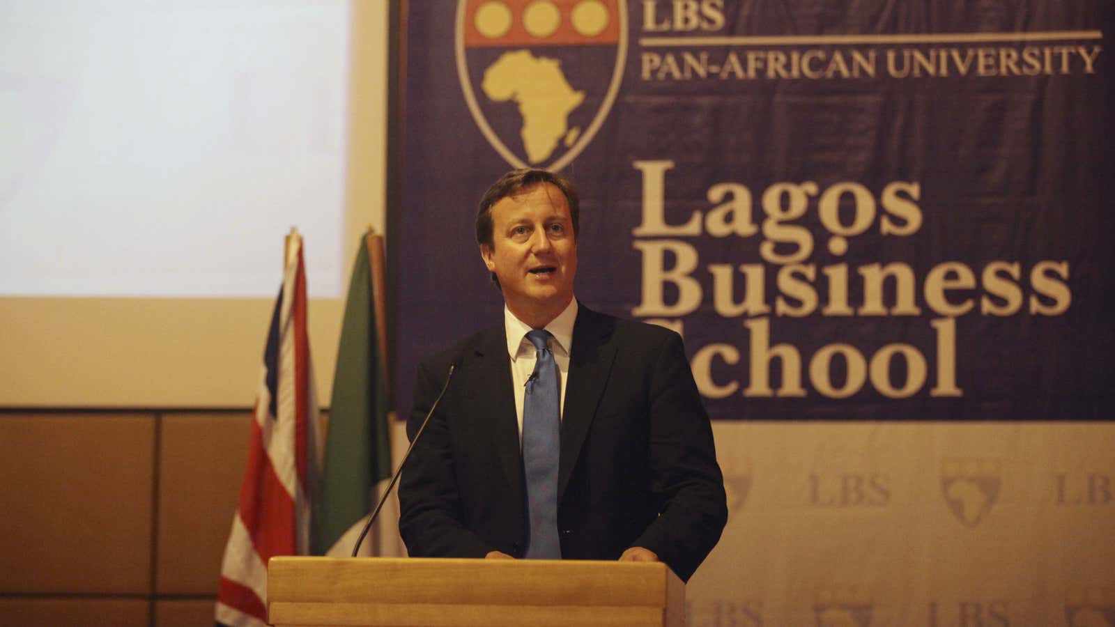 British PM Cameron speaking at Lagos Business School in 2011