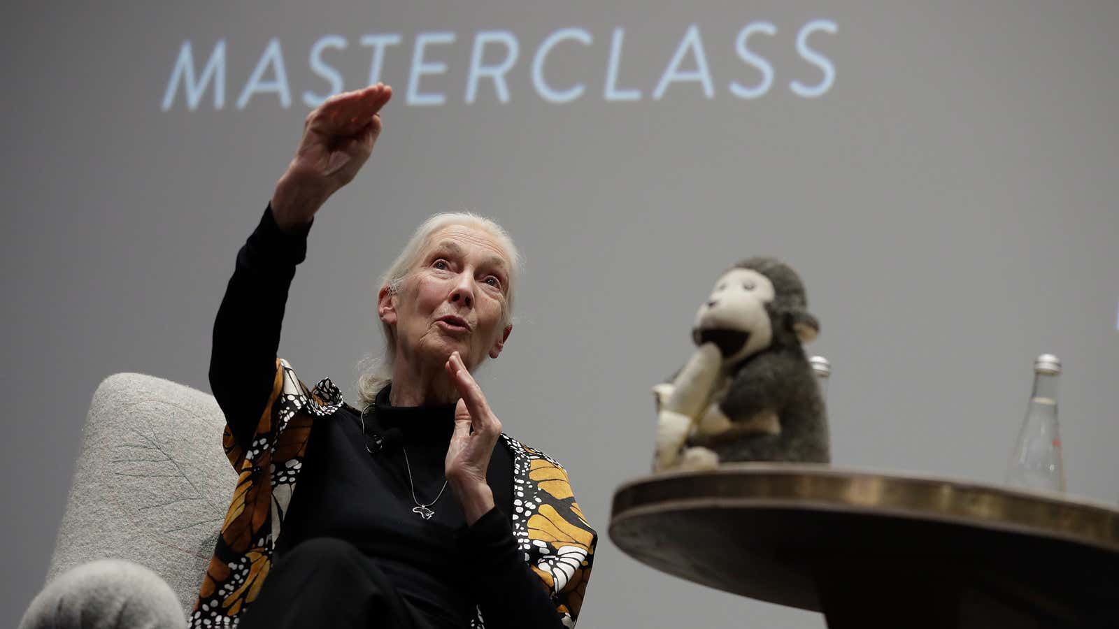 Dr. Jane Goodall speaks during the “Dr. Jane Goodall’s MasterClass” New York screening in September 2017.