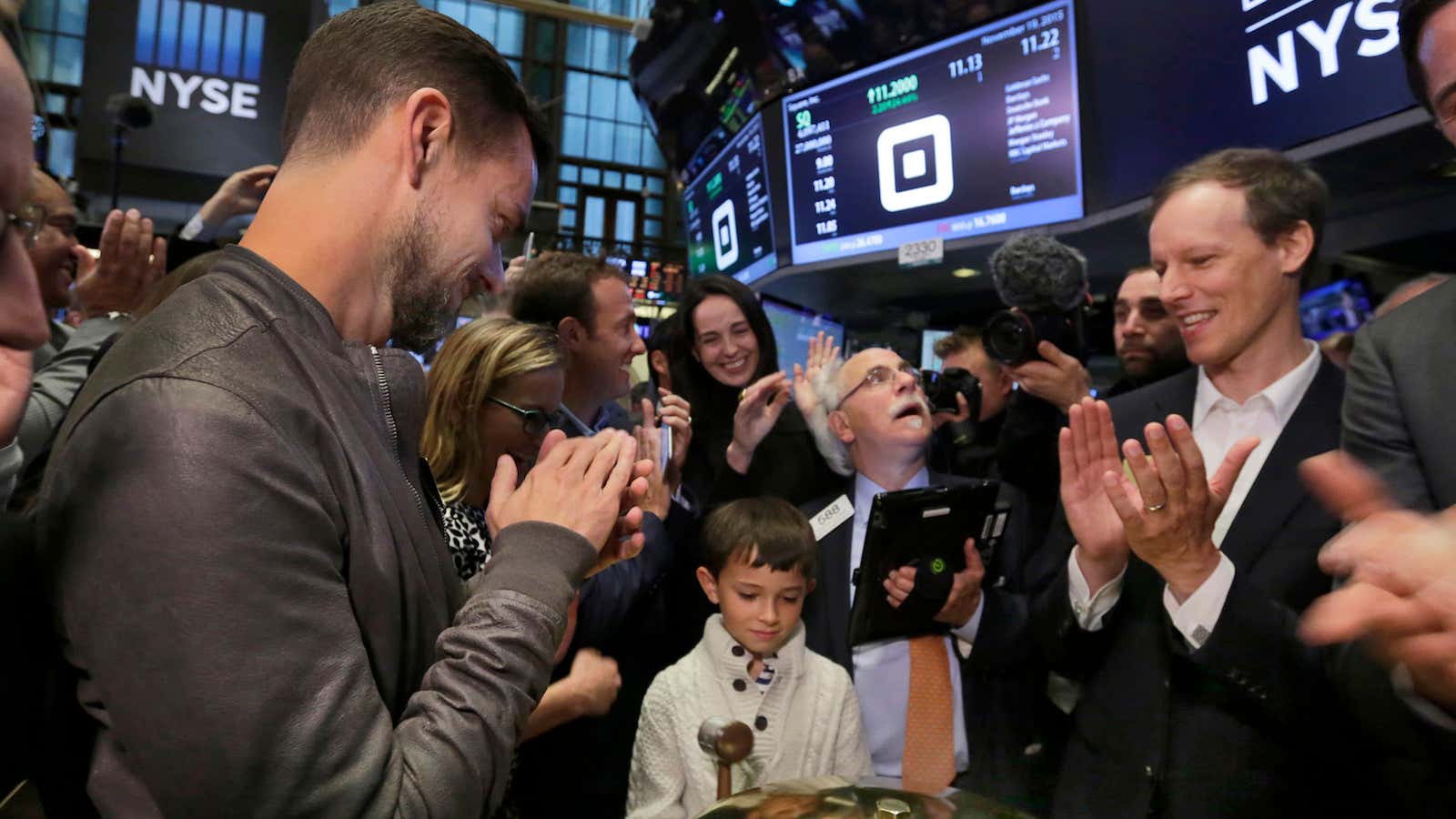 Square CFO Sarah Friar’s son was there for the bell at the NYSE. Oh, and Jack Dorsey, too.