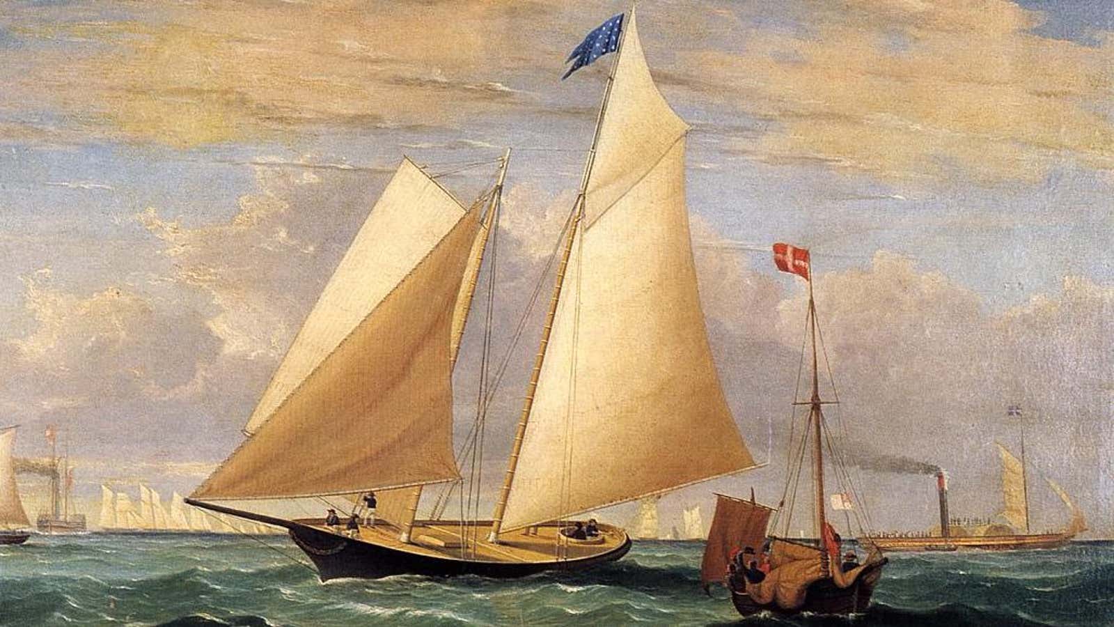 The Yacht “America” Winning the International Race, by Fitz Henry Lane, 1851
