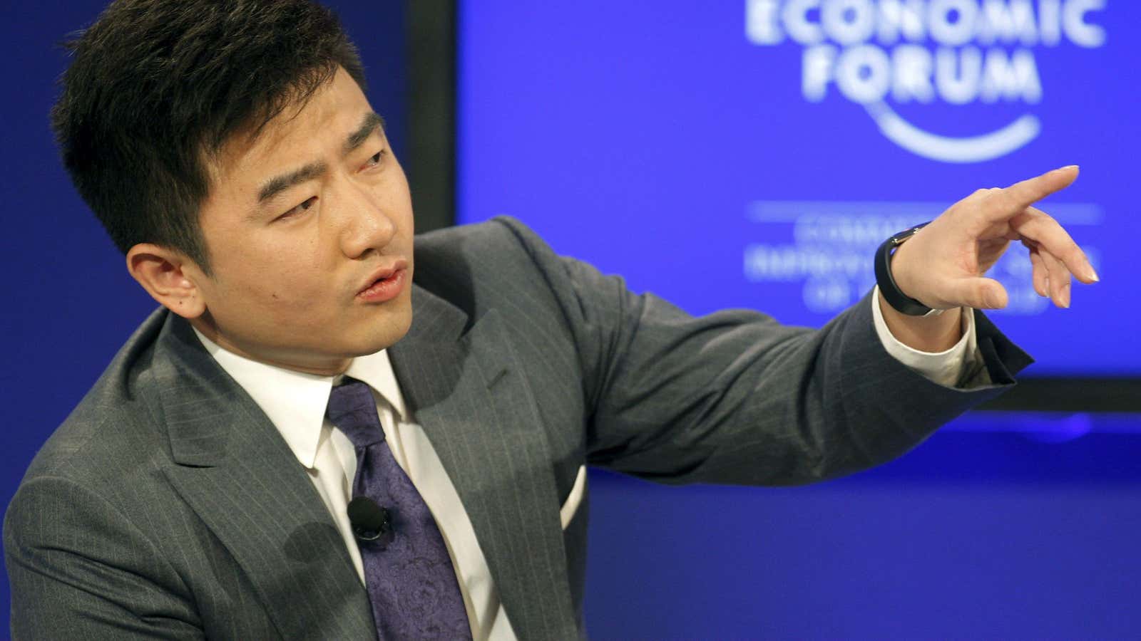 Rui Chenggang moderating a panel at the World Economic in Davos in 2011.