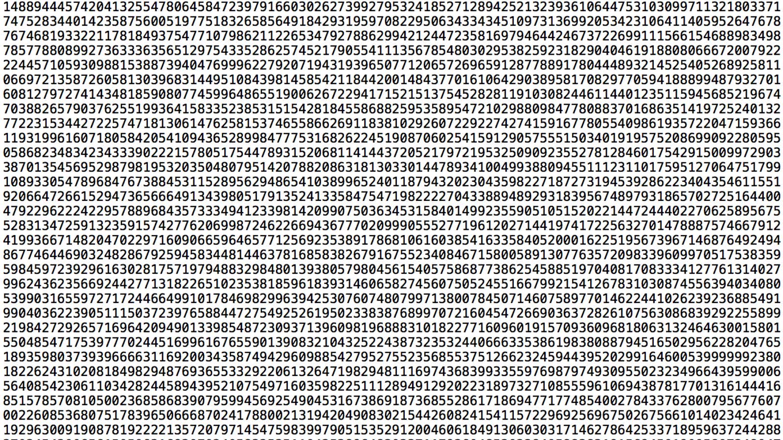 A sliver of the largest known prime number.