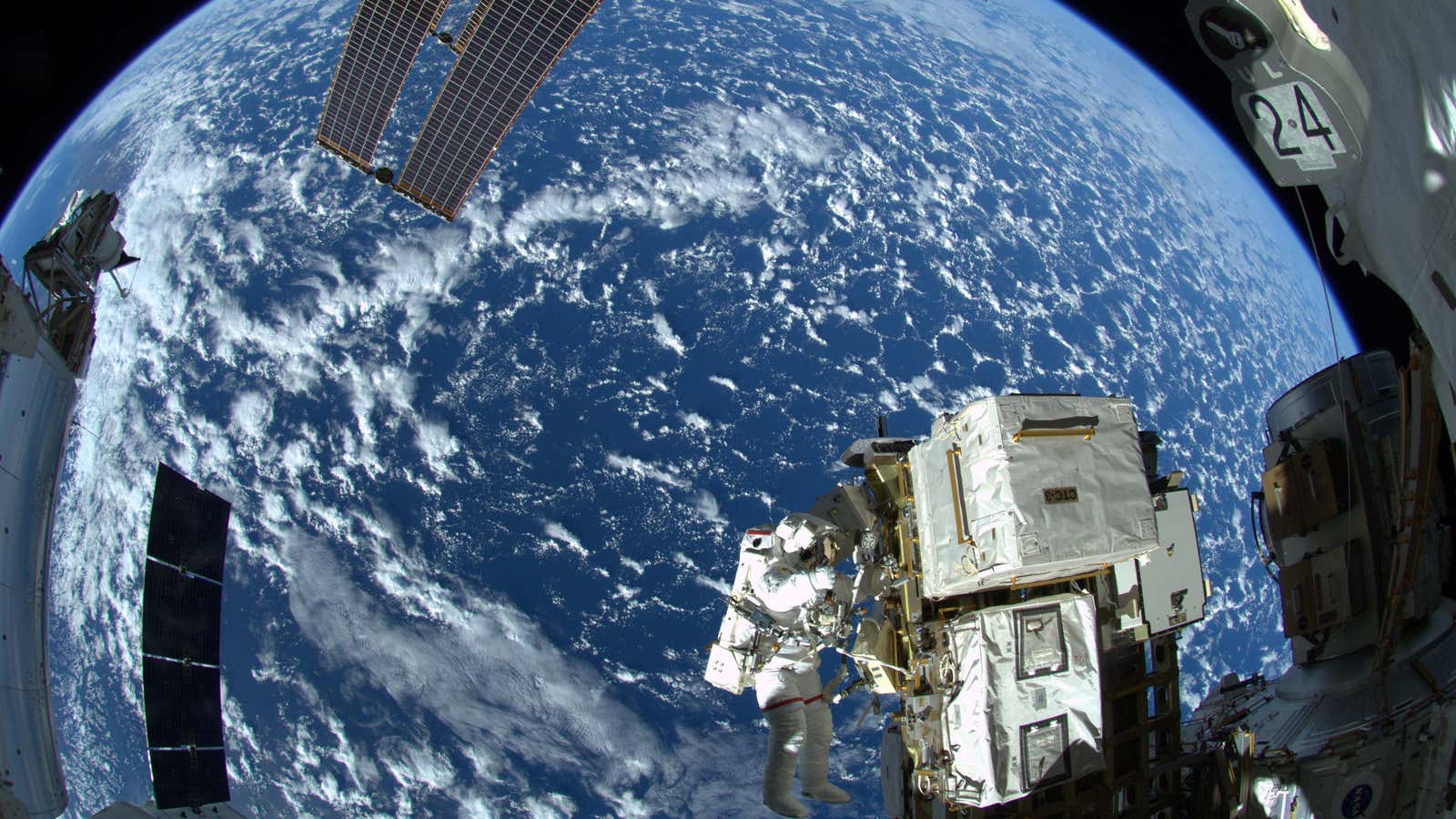 NASA astronaut Reid Wiseman during a similar spacewalk in 2014.