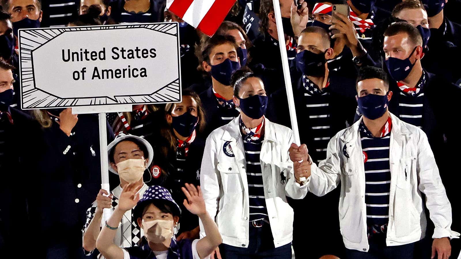 Teams USA sported uniforms by Ralph Lauren at the opening ceremony in Tokyo.