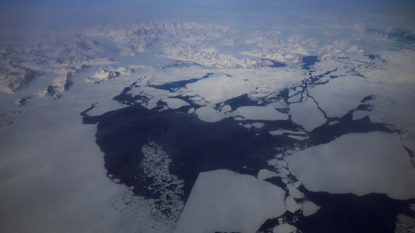 Sea ice breaks off the southern coast of Greenland.