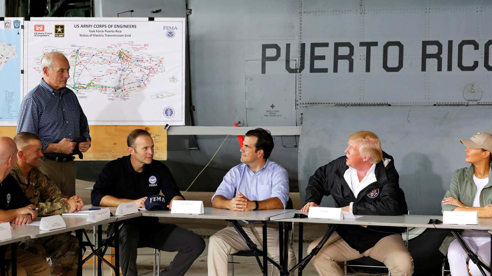 Nearly two weeks after Maria obliterated Puerto Rico, president Trump left Washington for the island.