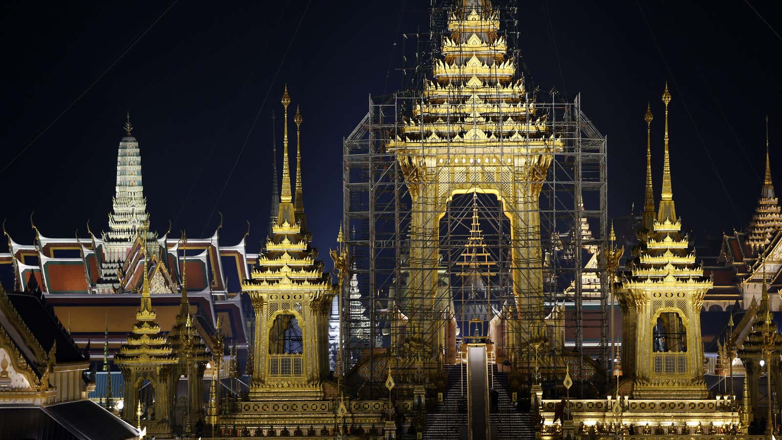 The pyre built for the the late king Bhumibol’s funeral.