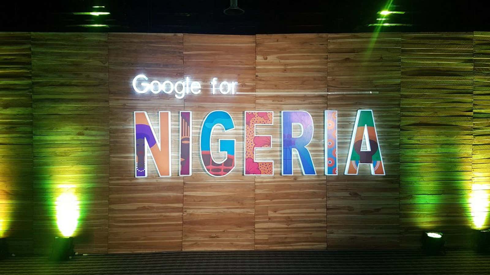 Welcome banner at Google For Nigeria event held at the Landmark Event Center in Lagos on July 27 2017