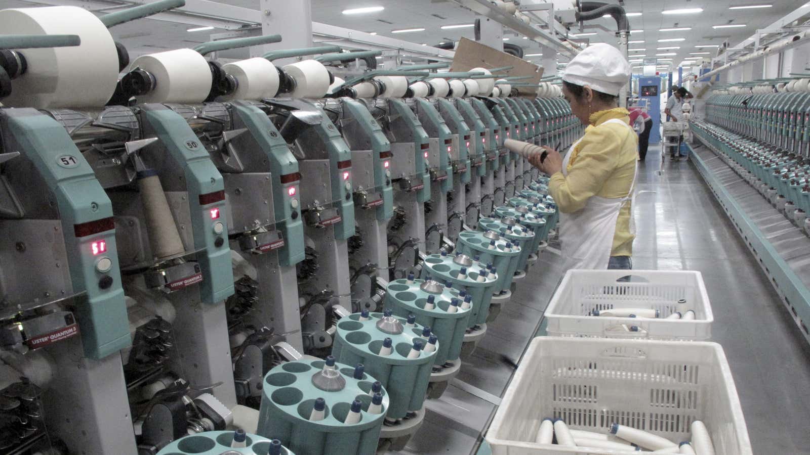 A cotton spinning factory in Xinjiang.