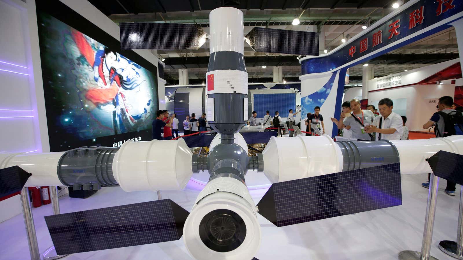 A model of the space station from China Aerospace Science and Technology Corporation.