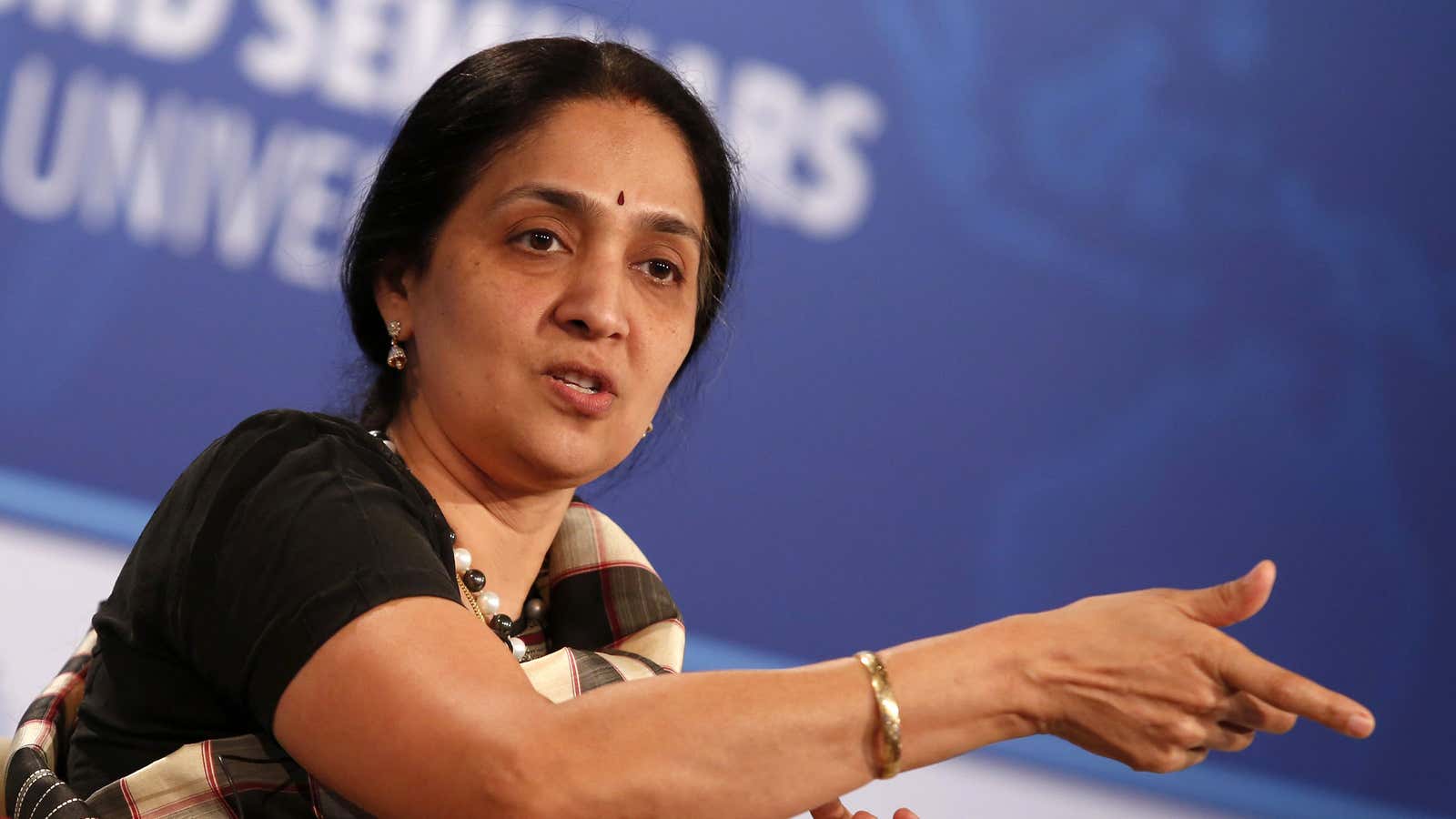 Chitra Ramkrishna, Managing Director and CEO, National Stock Exchange (India), participates in The Future of Finance panel discussion during the IMF-World Bank annual meetings in…