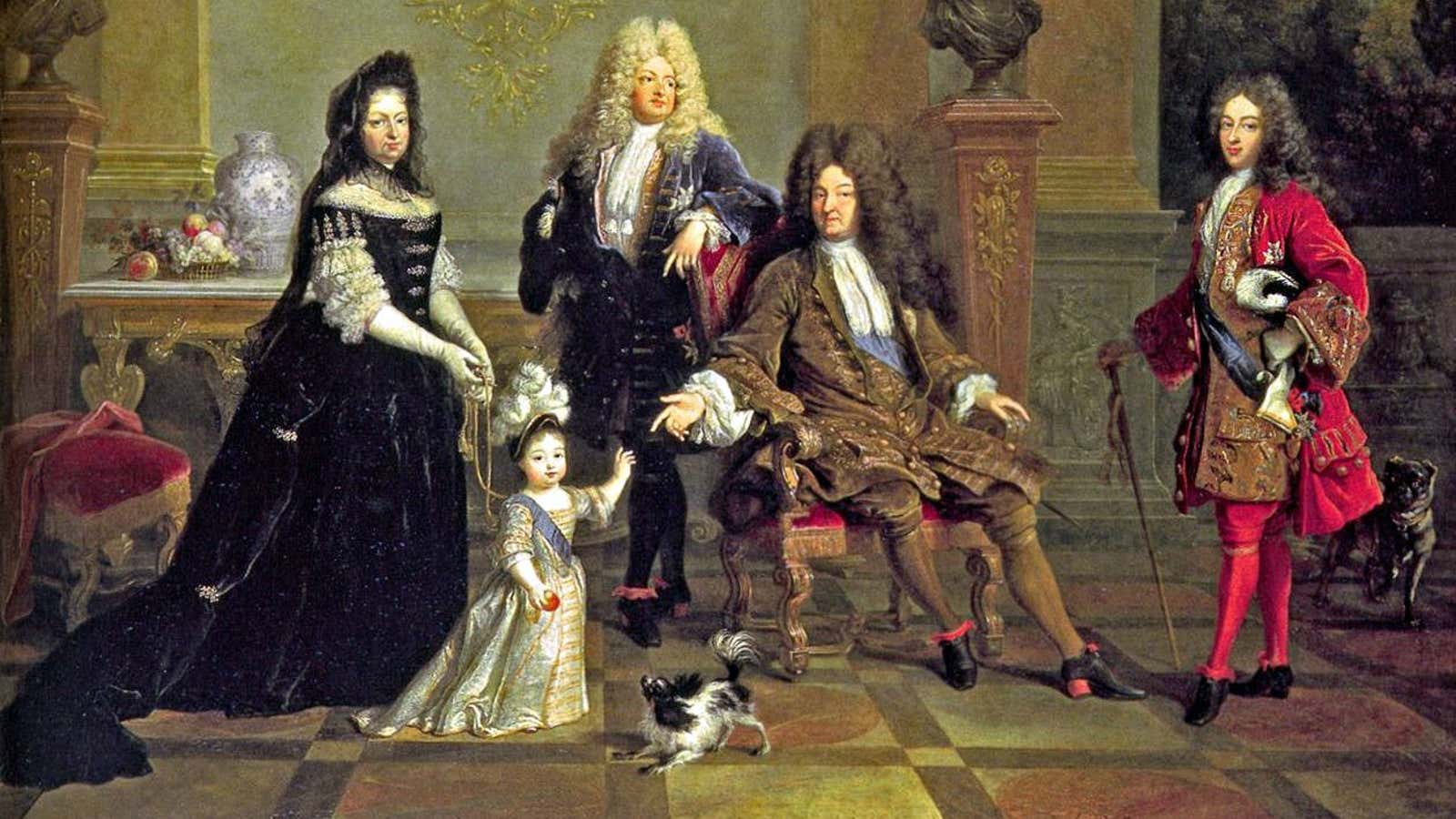 Louis XIV loved a red heel—and also, apparently, a child on a leash.