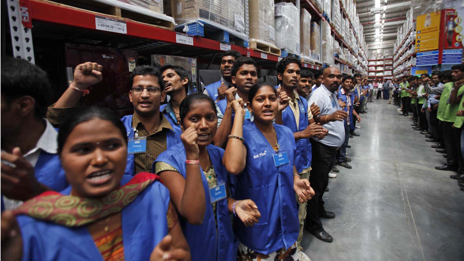 Striking Wal-Mart workers in the US could impact their colleagues in India, where Wal-Mart is set to expand.