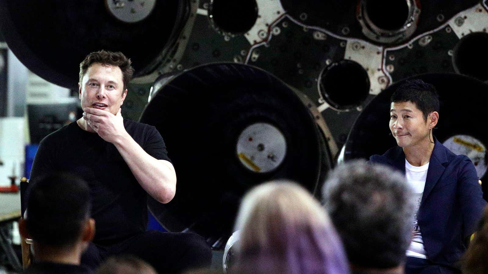 Elon Musk and Yusaku Maezawa, billionaire space bros.