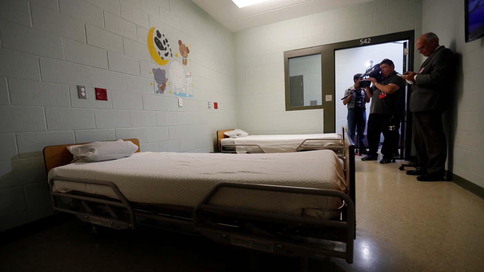 An isolation room at an ICE detention center in Texas.