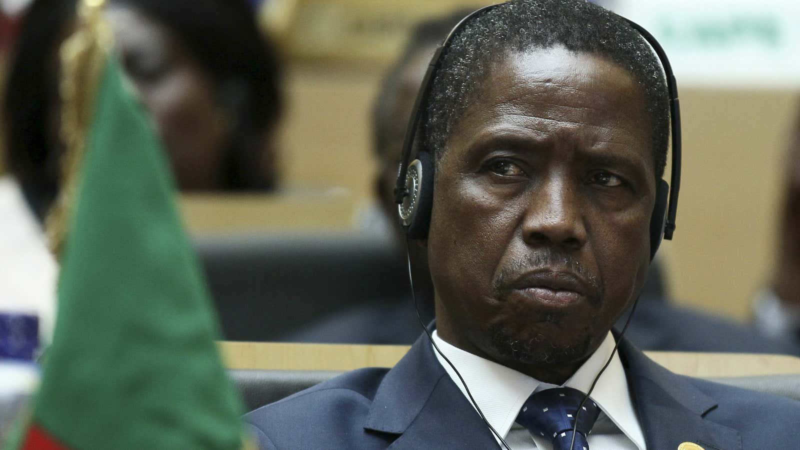 Zambia’s president Lungu in a pensive mood.