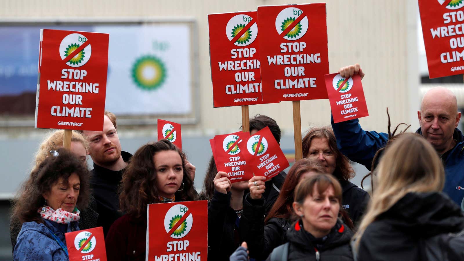 Climate change activists demonstrate against BP.