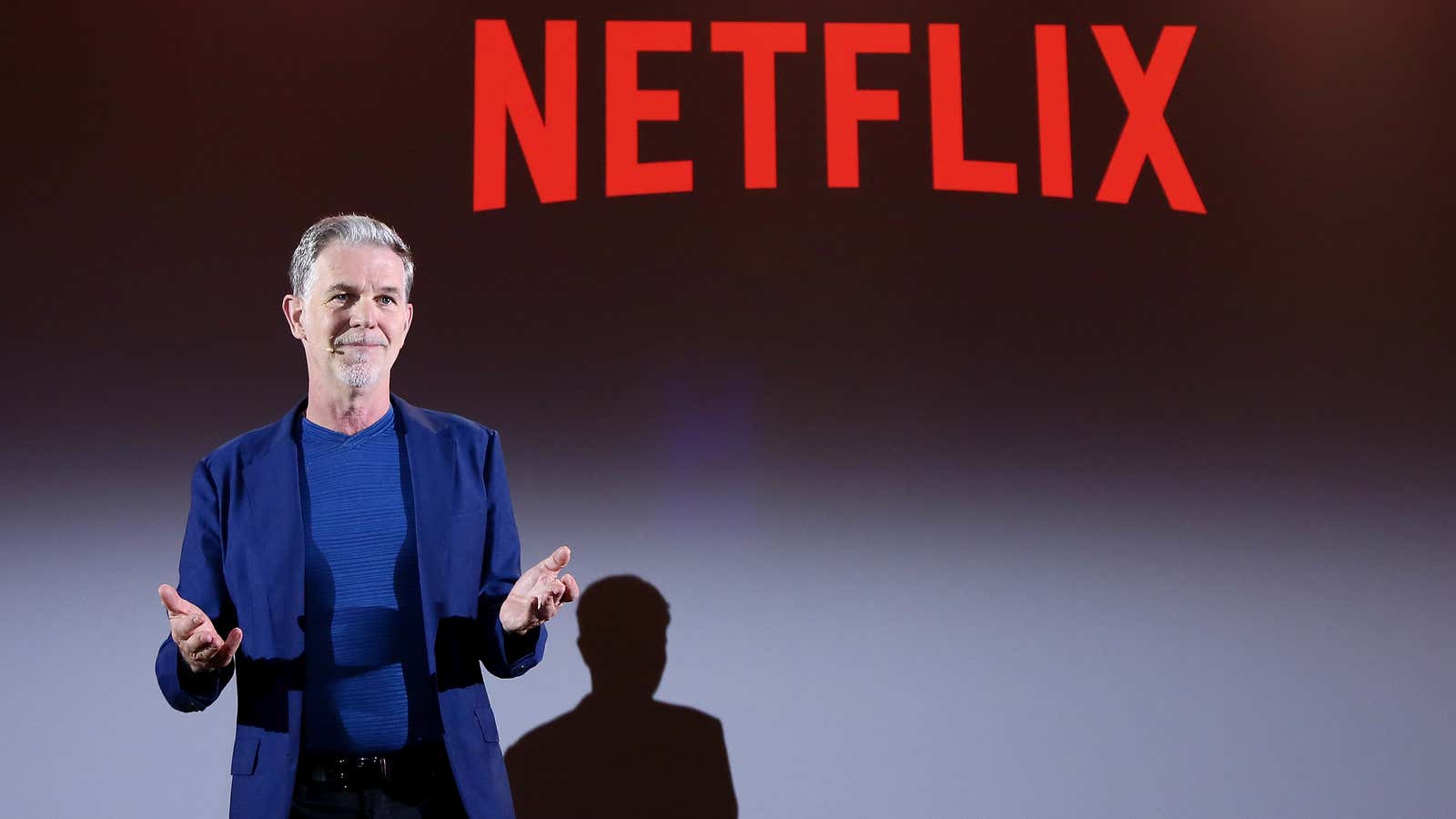 Netflix CEO Reed Hastings delivers a keynote address at CES 2016 at The Venetian Las Vegas on January 6, 2016 in Las Vegas, Nevada.