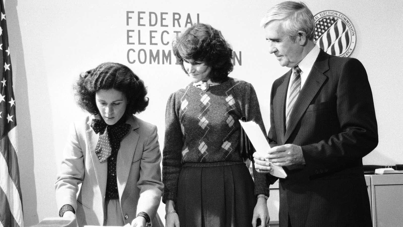 The Reagan-Bush team files with the FEC in 1983.