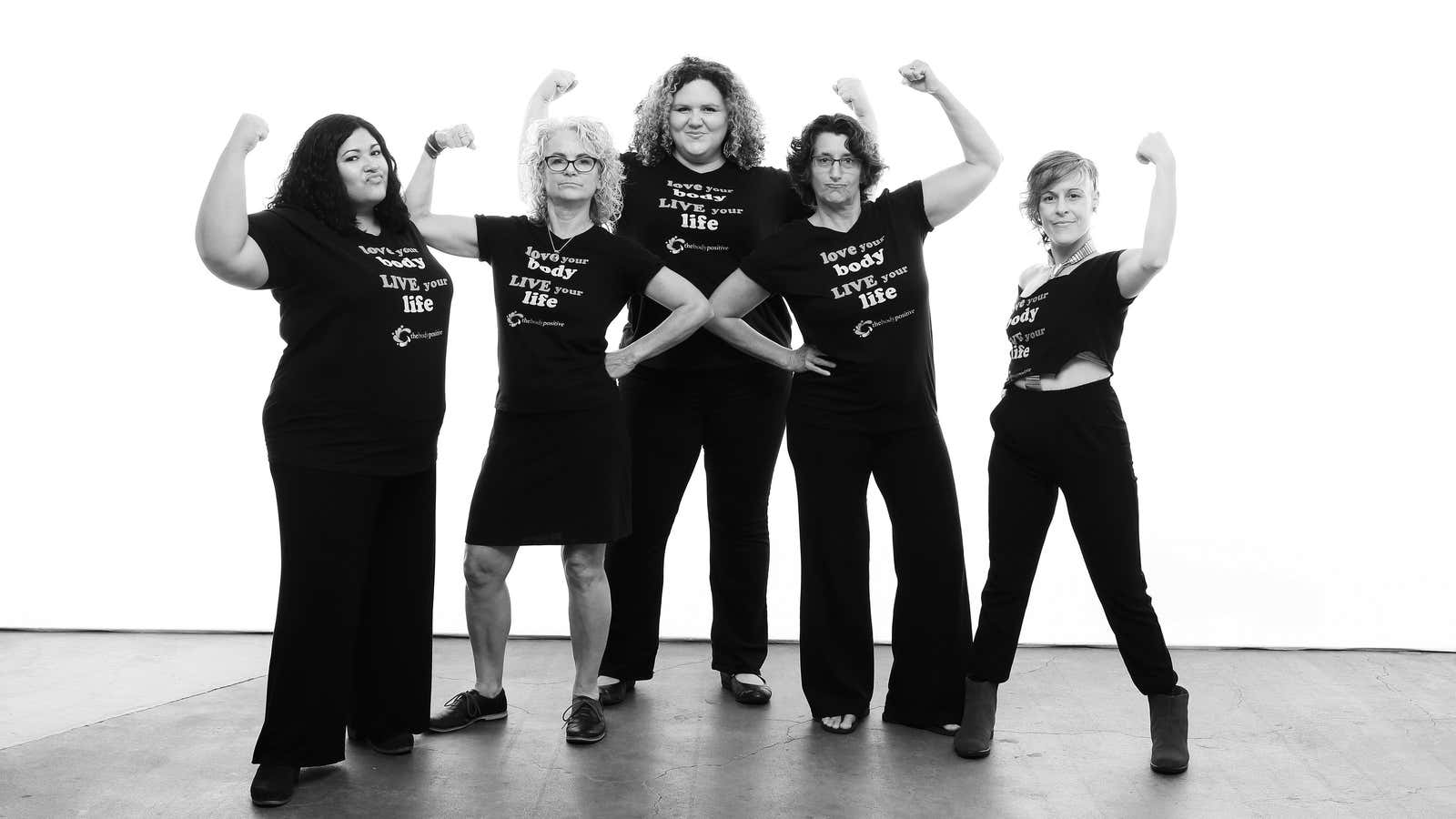 Connie Sobczak and Elizabeth Scott (elbow-to-elbow in center) founded The Body Positive to help people live peacefully in their bodies.