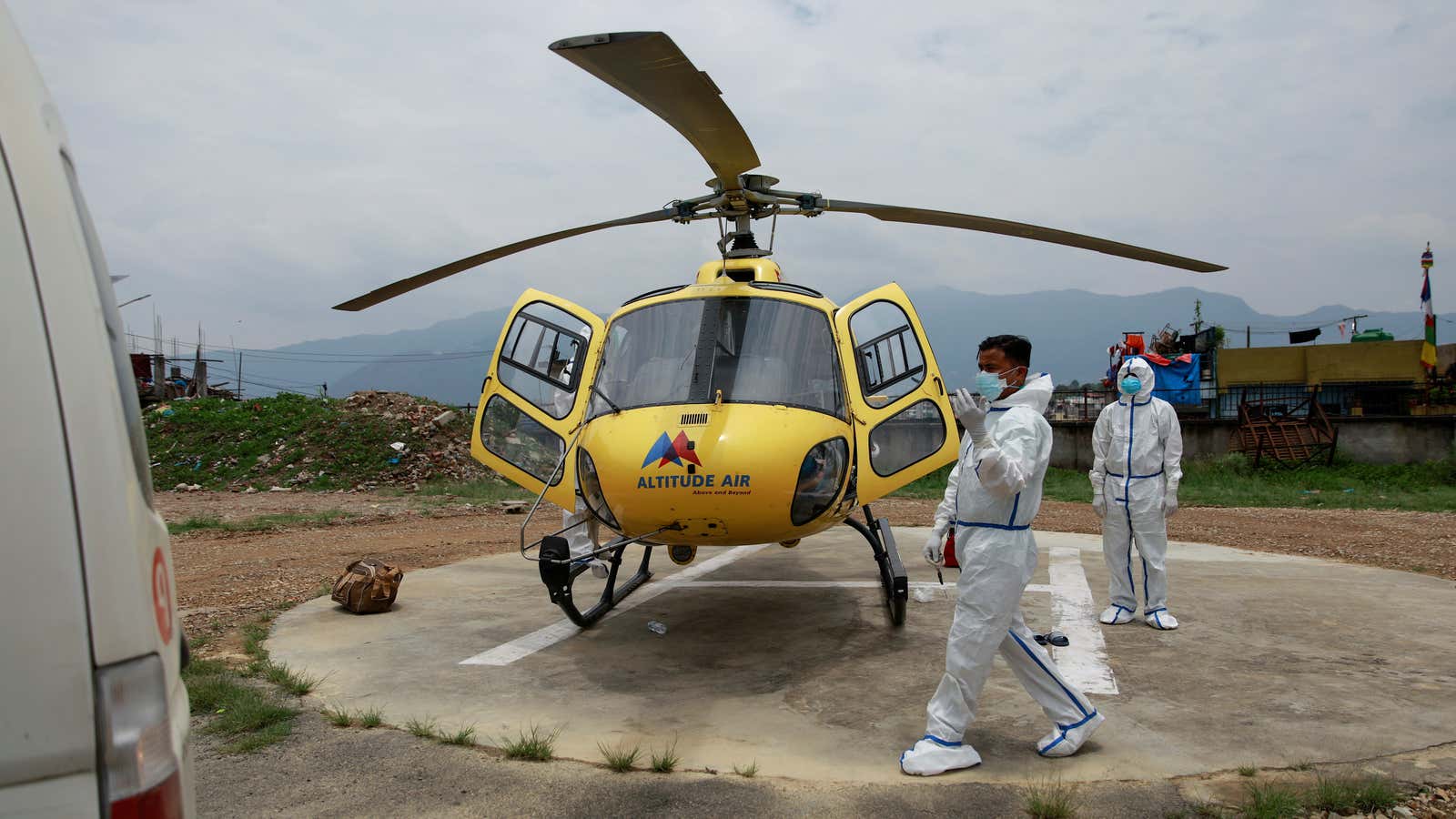A helicopter pilot in Kathmandu, Nepal.