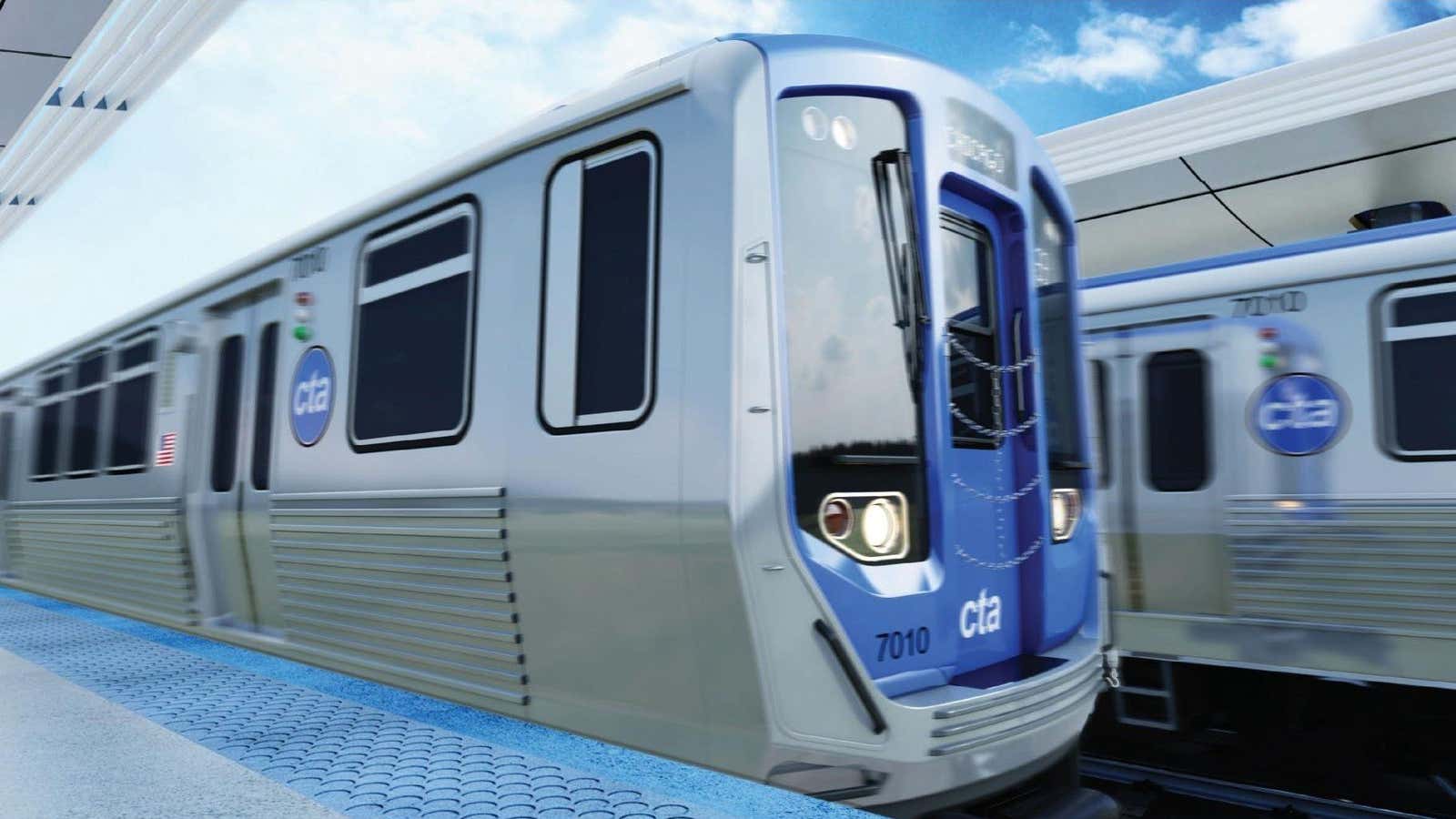 An artist’s rendition of the new Chicago metro car.